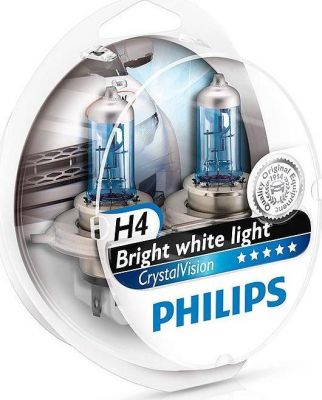 PHILIPS Лампы H4+W5W 12V P43t Crystal Vision PHILIPS (2шт.) (48981428)
