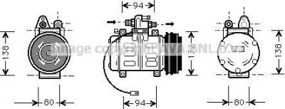 Prasco AIK180 компрессор, кондиционер на AUDI 100 Avant (44, 44Q, C3)
