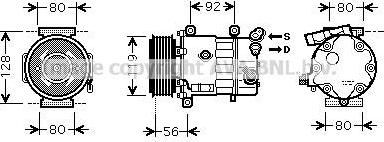 Prasco CNAK255 компрессор, кондиционер на PEUGEOT 208