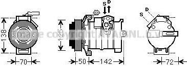 Prasco CRAK129 компрессор, кондиционер на CHRYSLER 300 C Touring (LX)