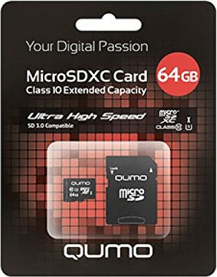 Карта памяти QUMO, Secure Digital Micro 64Gb, SDXC, class 10