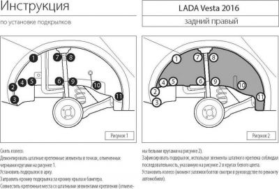 RIVAL RIVAL 46002002 Подкрылок, RIVAL, для Lada Vesta 2015- задний правый (46002002)