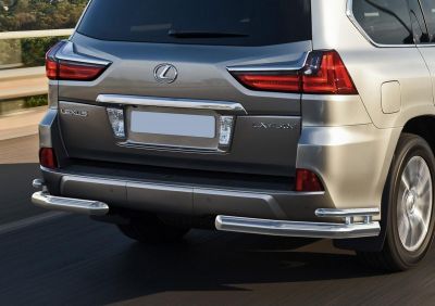 RIVAL RIVAL R.3210.007 Защита заднего бампера d76+d42 уголки + комплект крепежа, RIVAL, Lexus LX 2015- (R.3210.007)