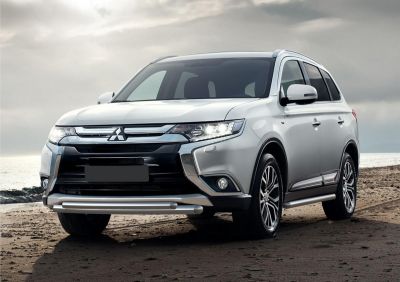 RIVAL RIVAL R.4010.002 Защита переднего бампера d57+d42 + комплект крепежа, RIVAL, Mitsubishi Outlander 2015- (R.4010.002)