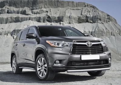 RIVAL RIVAL R.5715.014 Защита переднего бампера 75x42 короткая + комплект крепежа, RIVAL, Toyota Highlander 2014-2017- (R.5715.014)