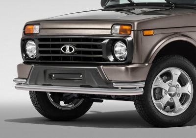RIVAL RIVAL R.6004.002 Защита переднего бампера d57+d42 + комплект крепежа, RIVAL, Lada 4x4 Urban 2014- (R.6004.002)