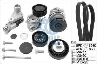 Ruville 55093802 водяной насос + комплект ручейковых ремней на Z4 (E85)