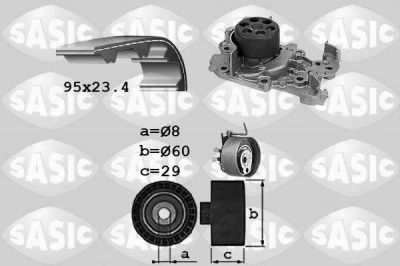 Sasic 3904029 водяной насос + комплект зубчатого ремня на RENAULT CLIO III (BR0/1, CR0/1)