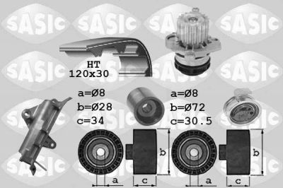 Sasic 3906027 водяной насос + комплект зубчатого ремня на AUDI A4 (8E2, B6)