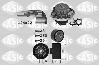 Sasic 3906038 водяной насос + комплект зубчатого ремня на FIAT PUNTO (188)