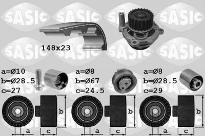 Sasic 3906055 водяной насос + комплект зубчатого ремня на AUDI A3 (8P1)