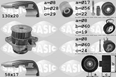 Sasic 3906060 водяной насос + комплект зубчатого ремня на SEAT LEON (1P1)