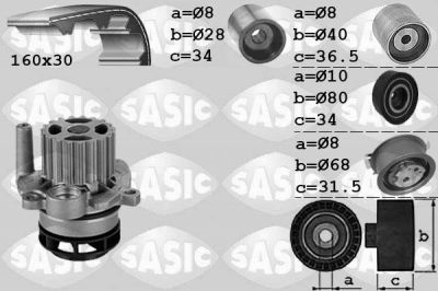 Sasic 3906081 водяной насос + комплект зубчатого ремня на AUDI A4 Allroad (8KH, B8)