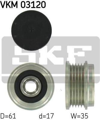 SKF VKM 03120 механизм свободного хода генератора на AUDI A6 Avant (4B5, C5)