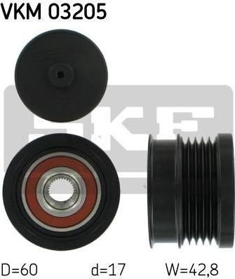 SKF VKM 03205 механизм свободного хода генератора на ALFA ROMEO BRERA (939)