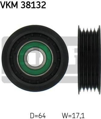 SKF VKM38132 VKM38132_=23780F !ролик обв. MB W168 1.4-2.1 97-04/W169 1.5-2.0 04>/Vaneo 1.6/1.9 02>