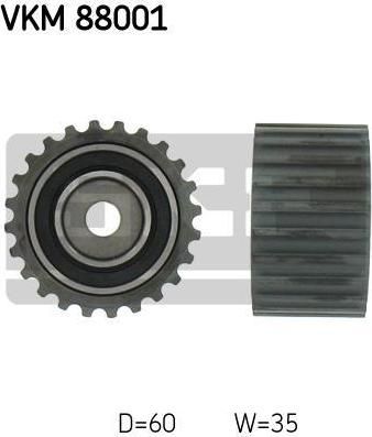 SKF VKM88001 Ролик ремня ГРМ направляющий (справа снизу)Subaru Forester (SF), Impreza 1.6-2.2L 92-/Legacy 1.6-2.2L 90-94. (13085-AA080)
