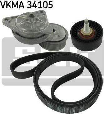 SKF VKMA34105 ремкомплект ремня НО Ford Mondeo 1.6-2.0 <01, Focus 1.8 16V/2.0 16V <04