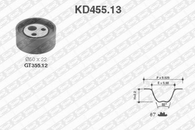 SNR KD455.13 комплект ремня грм на RENAULT CLIO I (B/C57_, 5/357_)