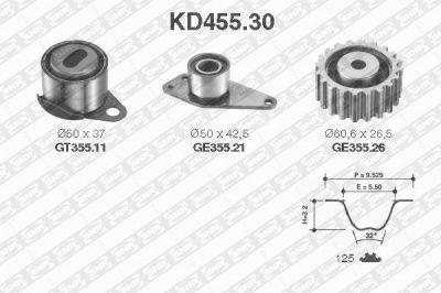 SNR KD455.30 комплект ремня грм на RENAULT LAGUNA I (B56_, 556_)