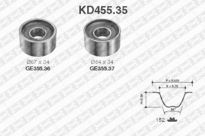 SNR KD45535 Ремень ГРМ [152 зуб.,30mm] + 2 ролика