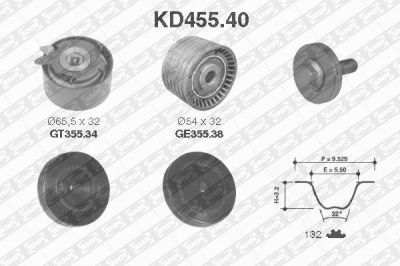 SNR KD455.40 Комплект ремня ГРМ RENAULT 1.4/1.6/LADA Largus 16 кл.