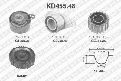 SNR KD455.48 комплект ремня грм на RENAULT MEGANE I (BA0/1_)