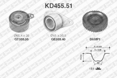 SNR KD455.51 комплект ремня грм на RENAULT MEGANE I (BA0/1_)