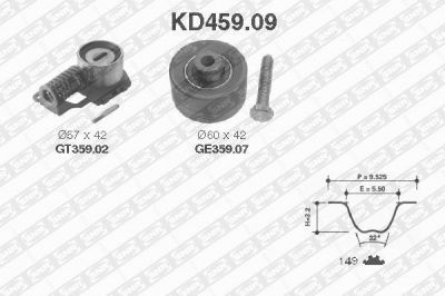 SNR KD459.09 комплект ремня грм на PEUGEOT 605 (6B)