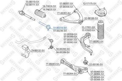 Stellox 51-00233-SX наконечник поперечной рулевой тяги на NISSAN 350 Z (Z33)