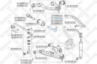 STELLOX 51-98063-SX_наконечник рулевой правый! Toyota Land Cruiser UZJ100 02> (51-98063-SX)