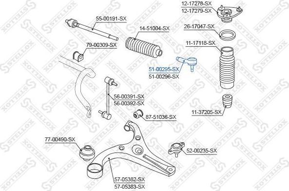 STELLOX 51-00295-SX наконечник рулевой левый! Hyundai Verna 05> (5100295SX)