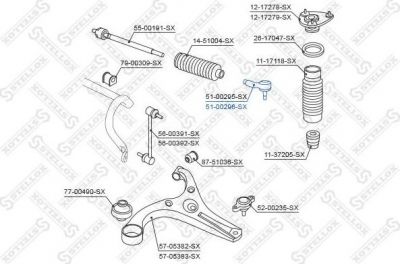 STELLOX 51-00296-SX наконечник рулевой правый! Hyundai Verna 05> (5100296SX)