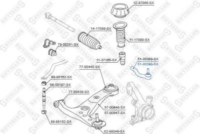 STELLOX 51-00390-SX наконечник рулевой правый! Toyota Aygo KGB10/WNB10 05> (5100390SX)