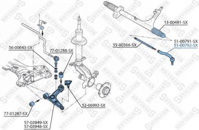 STELLOX 51-00792-SX_наконечник рулевой правый! Peugeot Boxer 2.2HDi 06> (5100792SX)