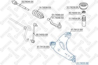 Stellox 52-74030-SX несущий / направляющий шарнир на RENAULT VEL SATIS (BJ0_)