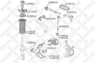 STELLOX 52-00184-SX_опора шаровая нижняя! 17.45x20 M14x1.5/M12x1.25 Honda CR-V III 06> (5200184SX)