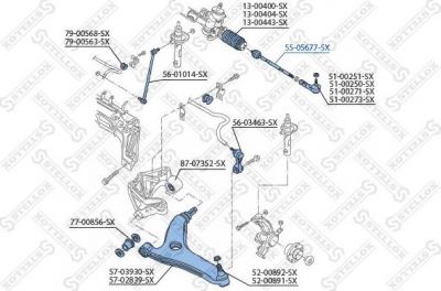 Stellox 55-05677-SX осевой шарнир, рулевая тяга на AUDI A1 (8X1, 8XK, 8XF)