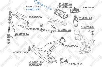 Stellox 55-98021-SX осевой шарнир, рулевая тяга на TOYOTA AVENSIS (_T22_)