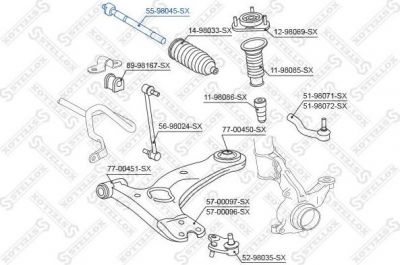 Stellox 55-98045-SX осевой шарнир, рулевая тяга на TOYOTA COROLLA седан (_E12J_, _E12T_)