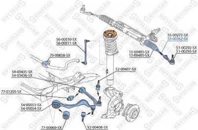 STELLOX 55-00362-SX_тяга рулевая! E87/E90/E91 1.6-2.0/1.8D/2.0D 04> (5500362SX)