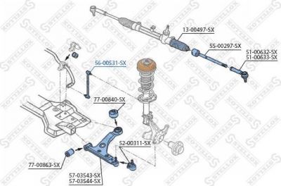 Stellox 56-00531-SX тяга / стойка, стабилизатор на FIAT PUNTO EVO (199)