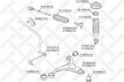 Stellox 56-07304-SX тяга / стойка, стабилизатор на HYUNDAI SANTA FE II (CM)