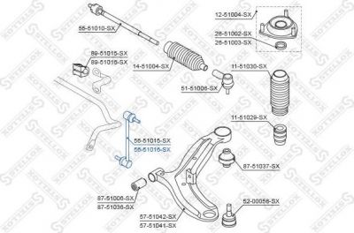 Stellox 56-51016-SX тяга / стойка, стабилизатор на HYUNDAI GETZ (TB)