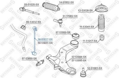 Stellox 56-53017-SX тяга / стойка, стабилизатор на KIA SPECTRA седан (LD)