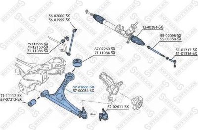 Stellox 57-02868-SX рычаг независимой подвески колеса, подвеска колеса на TOYOTA COROLLA Liftback (_E11_)