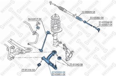 Stellox 57-03950-SX рычаг независимой подвески колеса, подвеска колеса на FIAT 500 C (312)