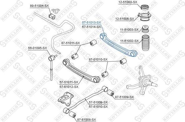 Stellox 57-51013-SX рычаг независимой подвески колеса, подвеска колеса на HYUNDAI ACCENT II седан (LC)