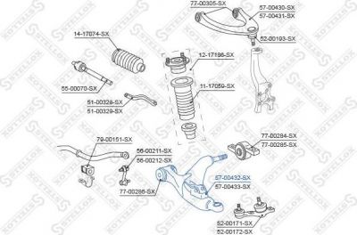 STELLOX 57-00432-SX рычаг передний нижний левый! Lexus GS 300 05> (5700432SX)