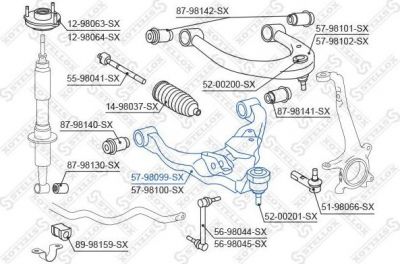 STELLOX 57-98099-SX_рычаг нижний правый! Toyota Land Cruiser GRJ12#/DJ12# all 02> (5798099SX)